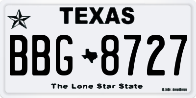 TX license plate BBG8727