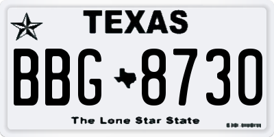 TX license plate BBG8730