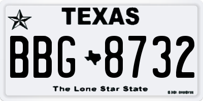 TX license plate BBG8732