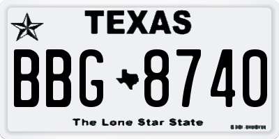 TX license plate BBG8740