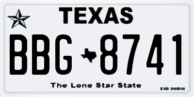 TX license plate BBG8741