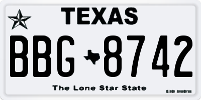 TX license plate BBG8742