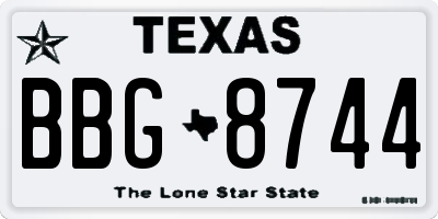 TX license plate BBG8744