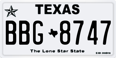 TX license plate BBG8747