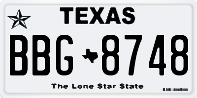 TX license plate BBG8748