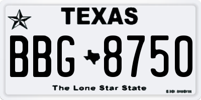 TX license plate BBG8750