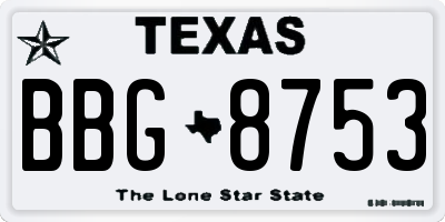 TX license plate BBG8753