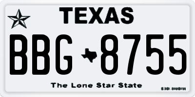 TX license plate BBG8755