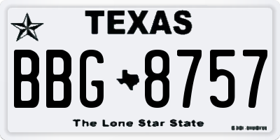 TX license plate BBG8757