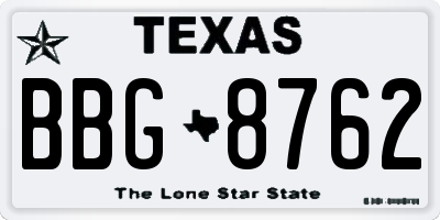 TX license plate BBG8762