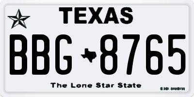 TX license plate BBG8765