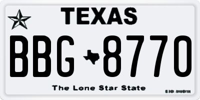 TX license plate BBG8770