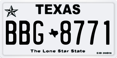 TX license plate BBG8771