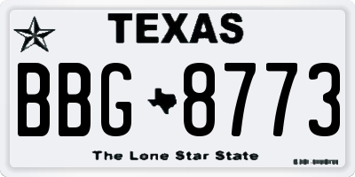 TX license plate BBG8773