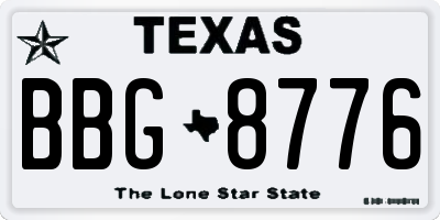 TX license plate BBG8776