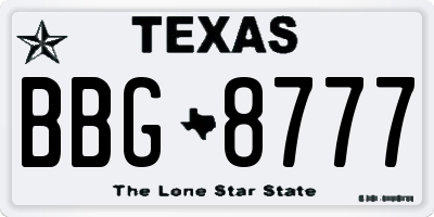 TX license plate BBG8777