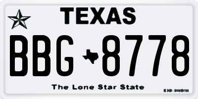 TX license plate BBG8778