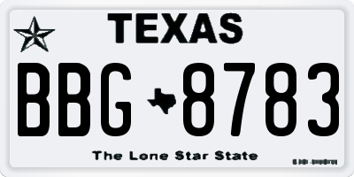 TX license plate BBG8783
