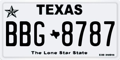 TX license plate BBG8787