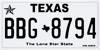 TX license plate BBG8794