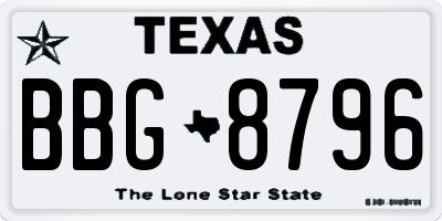 TX license plate BBG8796
