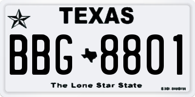 TX license plate BBG8801