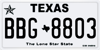 TX license plate BBG8803