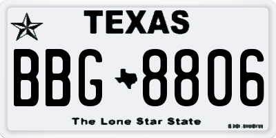 TX license plate BBG8806