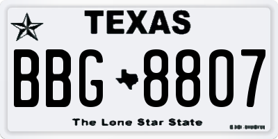 TX license plate BBG8807