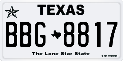 TX license plate BBG8817
