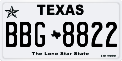 TX license plate BBG8822