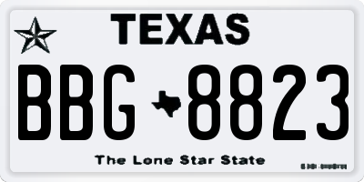 TX license plate BBG8823