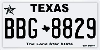 TX license plate BBG8829