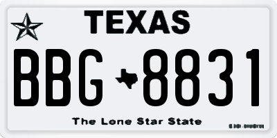 TX license plate BBG8831