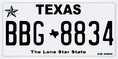 TX license plate BBG8834