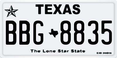 TX license plate BBG8835