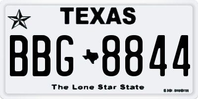 TX license plate BBG8844