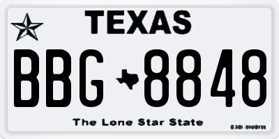 TX license plate BBG8848