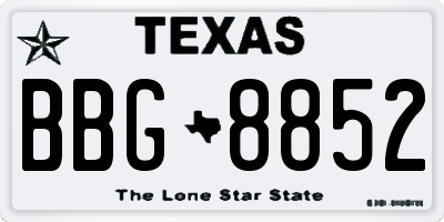 TX license plate BBG8852