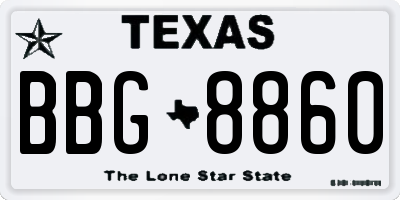 TX license plate BBG8860