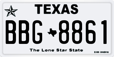 TX license plate BBG8861
