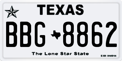 TX license plate BBG8862