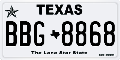 TX license plate BBG8868