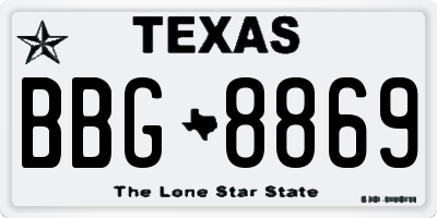TX license plate BBG8869