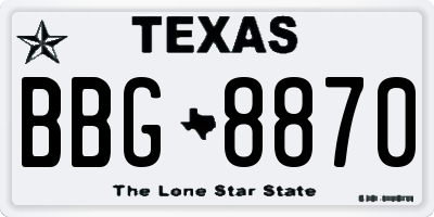 TX license plate BBG8870