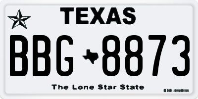 TX license plate BBG8873