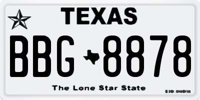 TX license plate BBG8878