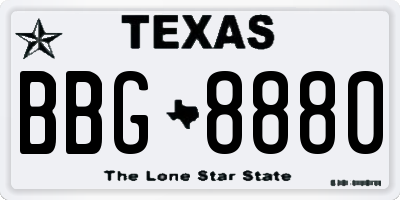 TX license plate BBG8880