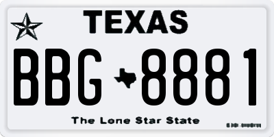 TX license plate BBG8881