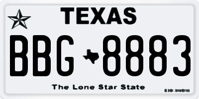 TX license plate BBG8883